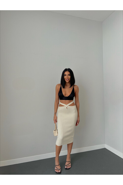 Waist Detailed Knit Skirt
