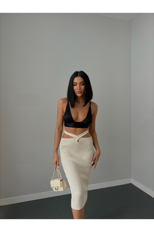 Трикотажная юбка с деталями на талии