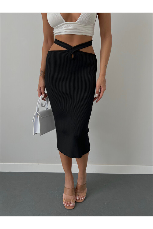 Waist Detailed Knit Skirt