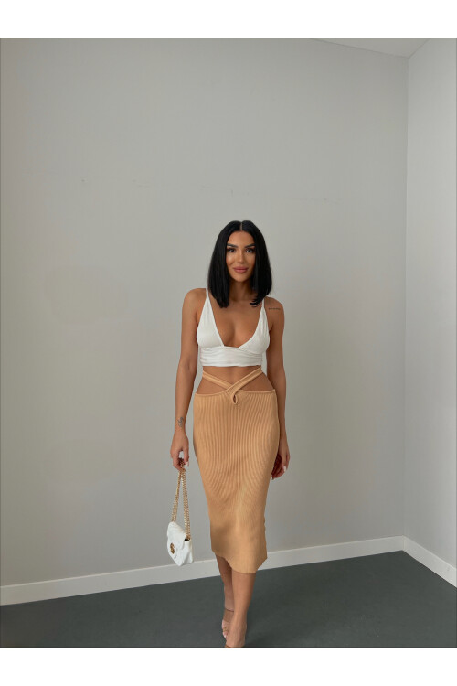 Трикотажная юбка с деталями на талии