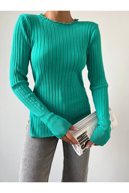 Bisiklet Yaka Fitilli Triko Kazak