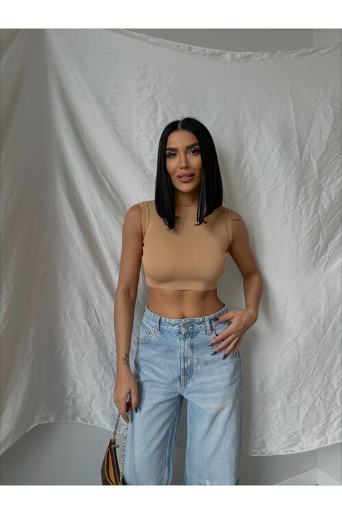 Crew Neck Knitwear Crop Singlet