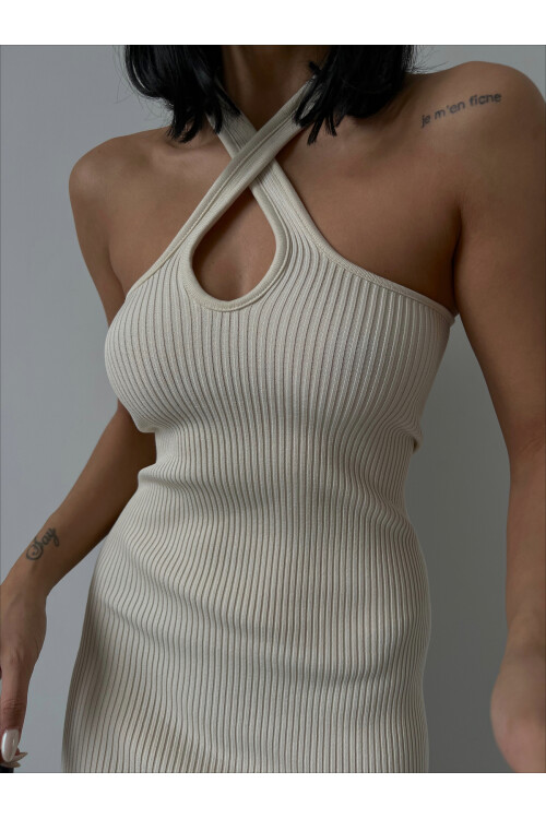 Cross Strap Detailed Knitwear Dress
