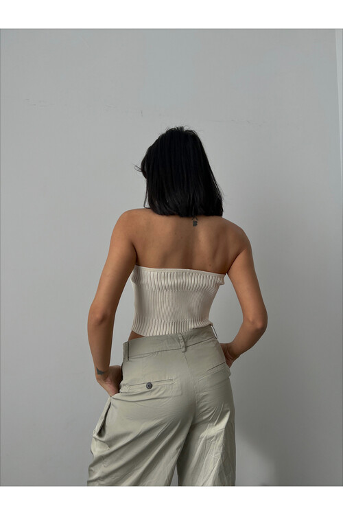 Cross Collar Detailed Knitwear Crop