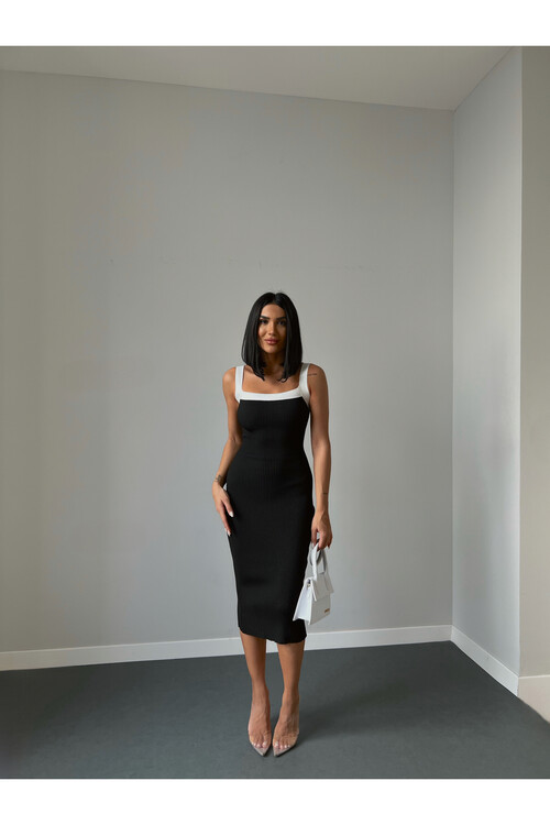 Two-Color Strap Knitwear Dress