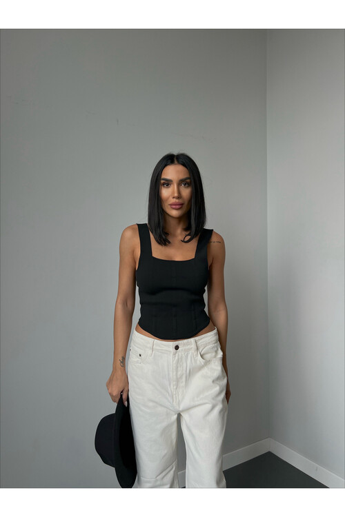 Kalın Askılı Kare Yaka Atlet