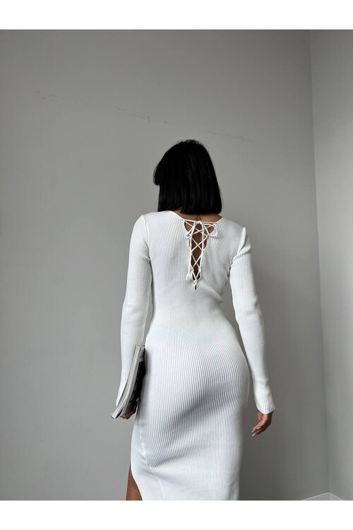 Square Neck Tie Back Knitwear Dress