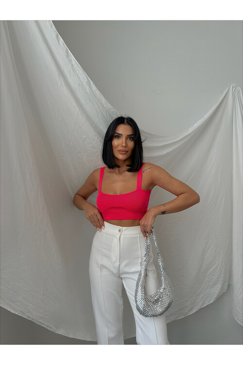 Square Collar Knitwear Crop