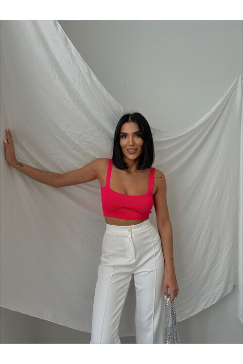 Square Collar Knitwear Crop