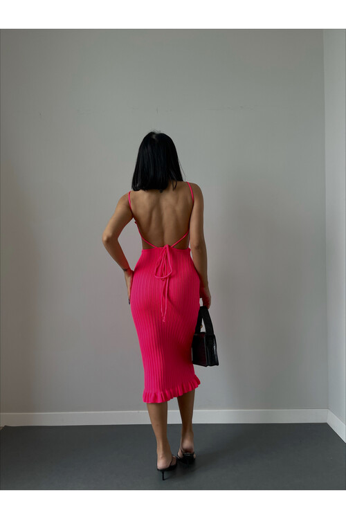 Back Detailed Strap Knitwear Dress