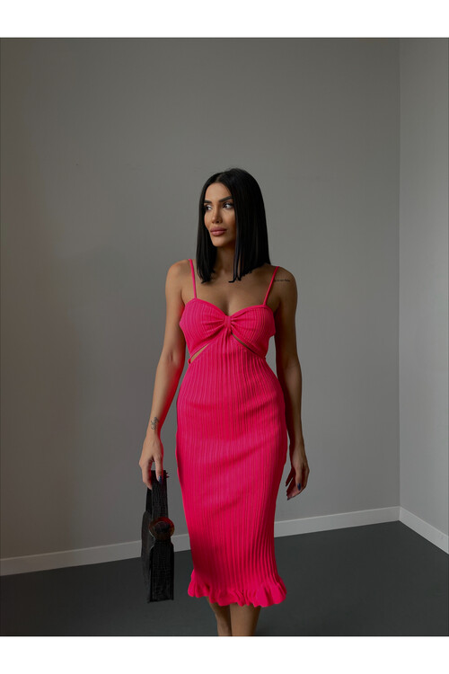 Back Detailed Strap Knitwear Dress