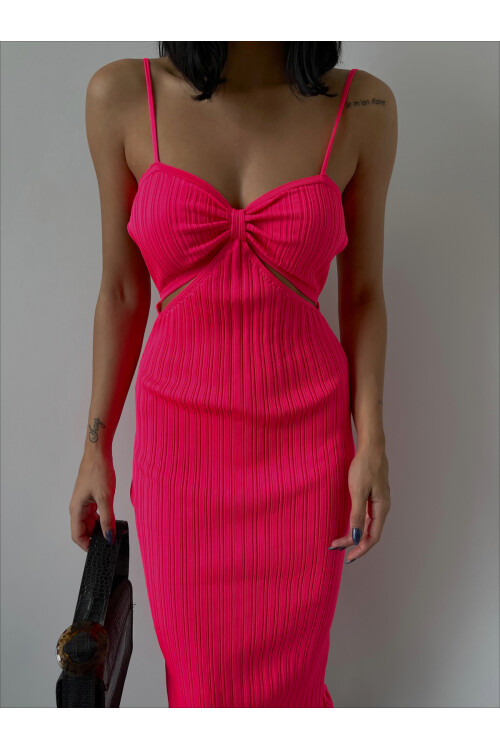 Back Detailed Strap Knitwear Dress