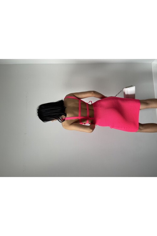 Back Detailed Crew Neck Knitwear Dress