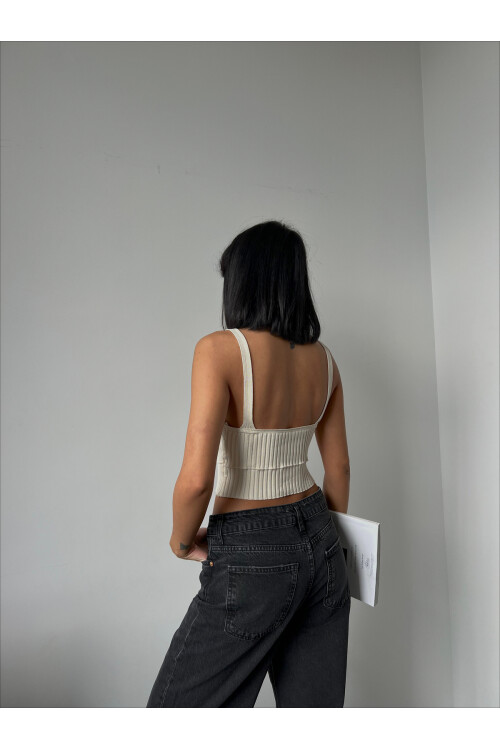 V Neck Waist Detailed Knitwear Singlet