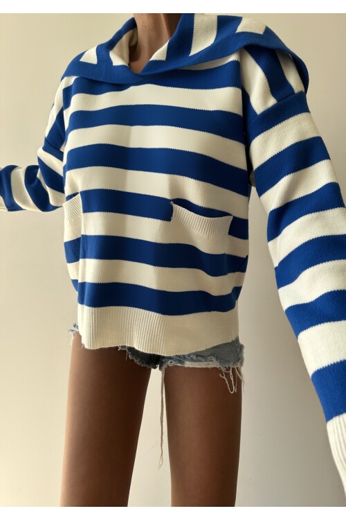 Collar Detailed Pocket Knitwear Sweater