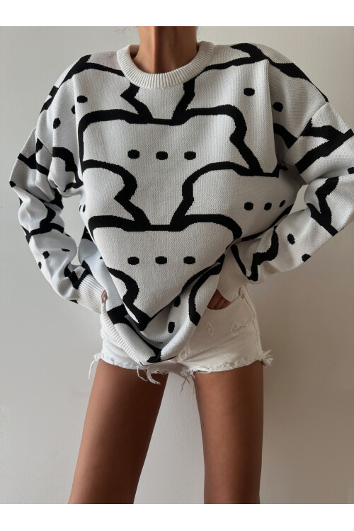 Crew Neck Patterned Knitwear Sweater