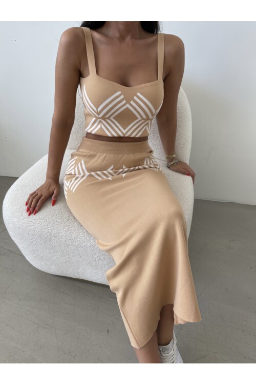 Crop - Skirt Double Knitwear Set