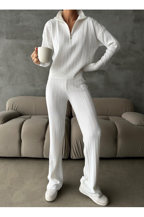 Fermuarlı Kazak Pantolon Triko Takım