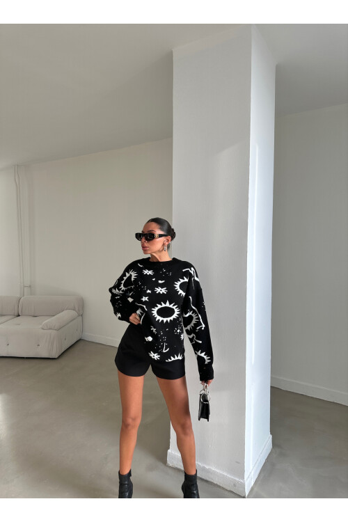 الشمس منقوشة سترة تريكو