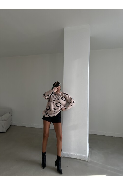 Güneş Desenli Triko Kazak