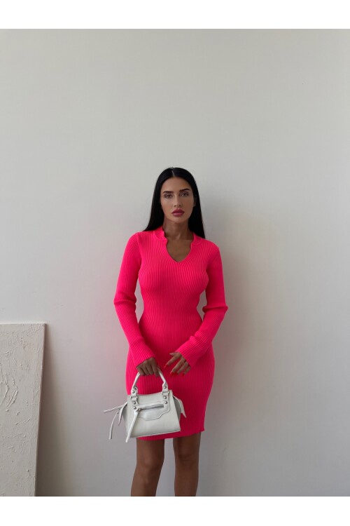 Collar Detailed Knitwear Dress