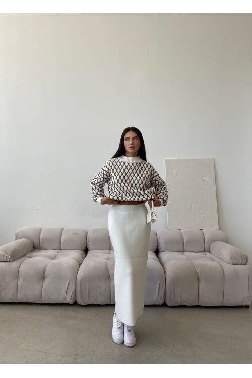 Half Turtleneck Skirt Knitwear Set