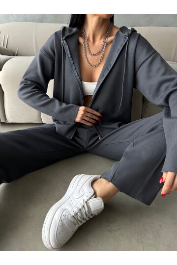 Cardigan Trousers Double Knitwear Set