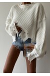 Crew Neck Ripped Knitwear Sweater