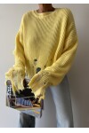 Crew Neck Ripped Knitwear Sweater