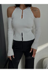 Sleeve and Collar Detailed Knitwear Blouse