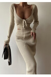 Tie Detailed Skirted Knitwear Set