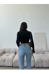 Zipper Collar Long Sleeve Crop