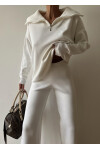 Zippered Collar Pullover Pants Double Suit