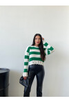 Ripped Detail Striped Knitwear Sweater